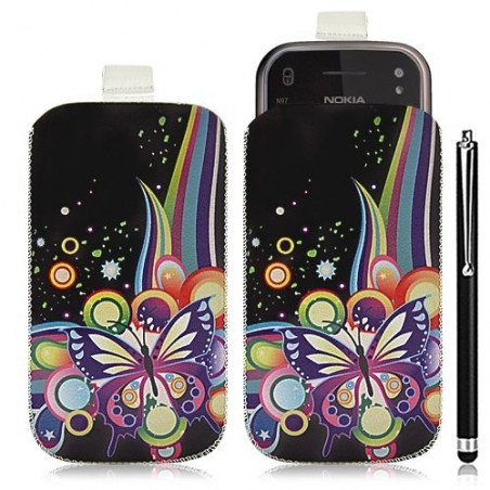 Housse coque étui pochette pour Nokia N97 avec motif HF05+ stylet luxe