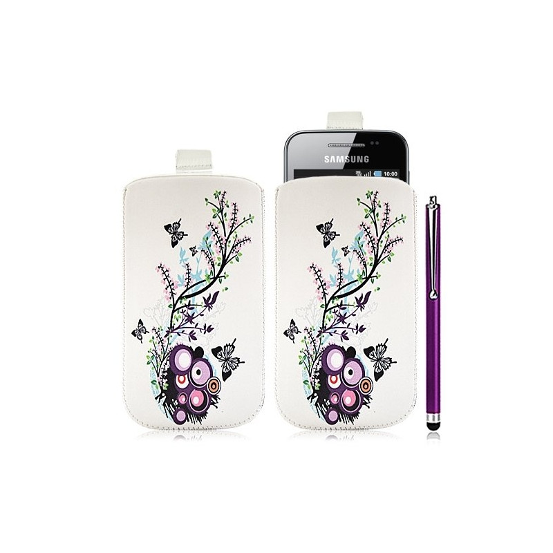 Housse coque étui pochette pour Samsung Galaxy Ace S5830 avec motif HF01 + stylet luxe