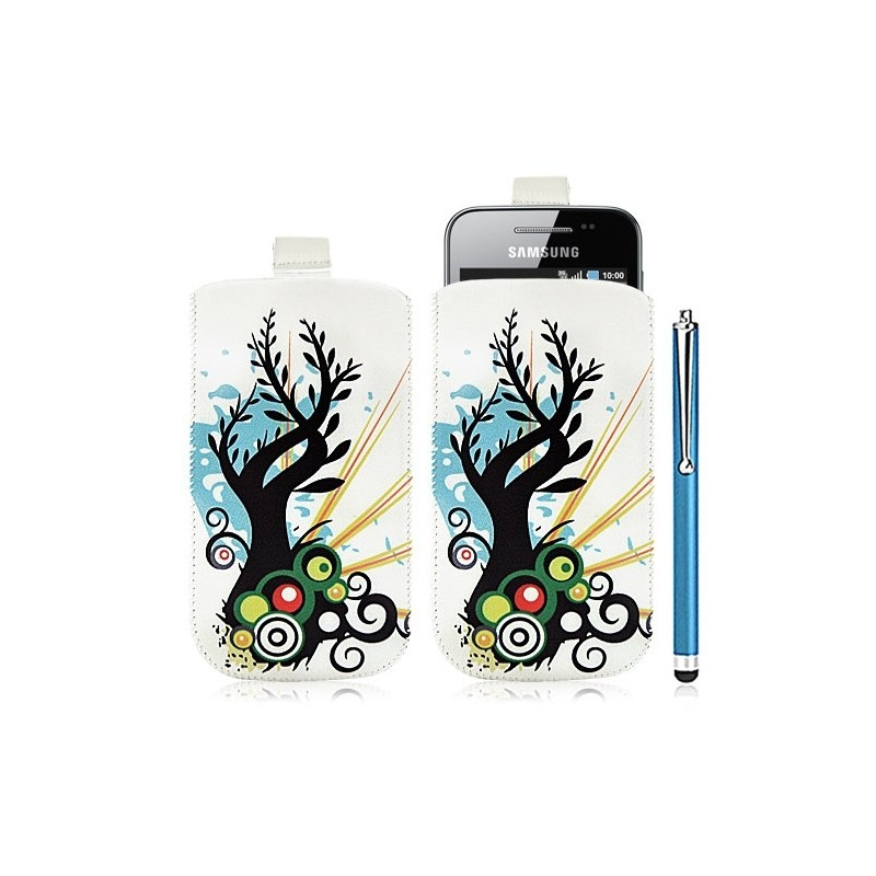 Housse coque étui pochette pour Samsung Galaxy Ace S5830 avec motif HF03+ stylet luxe