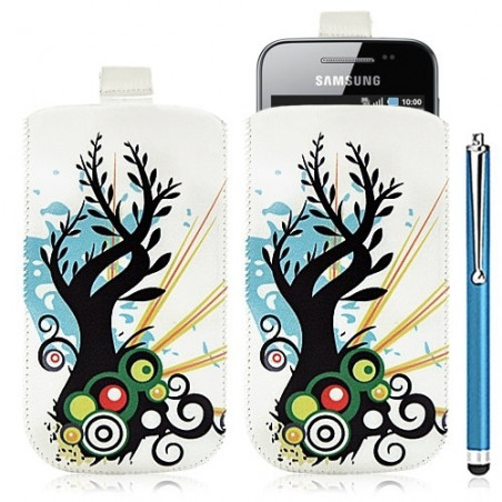 Housse coque étui pochette pour Samsung Galaxy Ace S5830 avec motif HF03+ stylet luxe