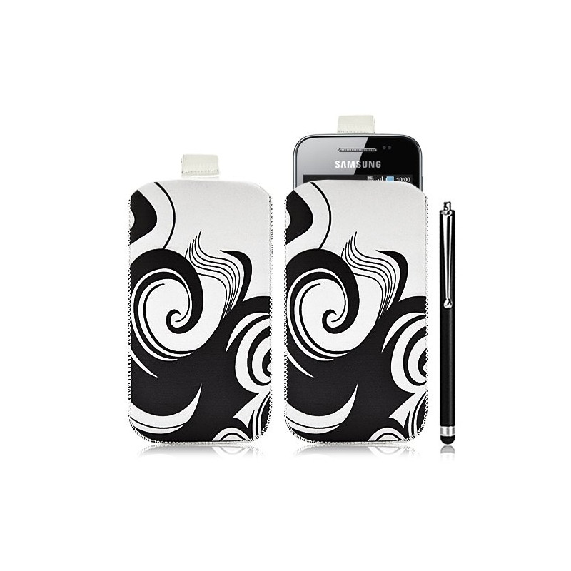 Housse coque étui pochette pour Samsung Galaxy Ace S5830 avec motif HF04+ stylet luxe