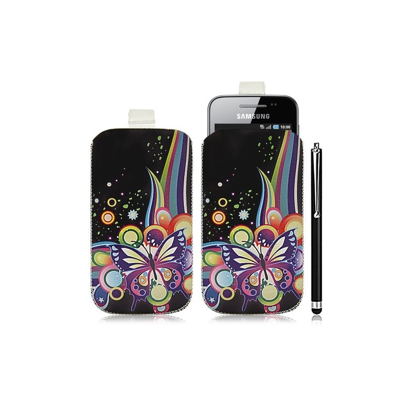 Housse coque étui pochette pour Samsung Galaxy Ace S5830 avec motif HF05+ stylet luxe