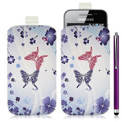 Housse coque étui pochette pour Samsung Galaxy Ace S5830 avec motif HF06+ stylet luxe