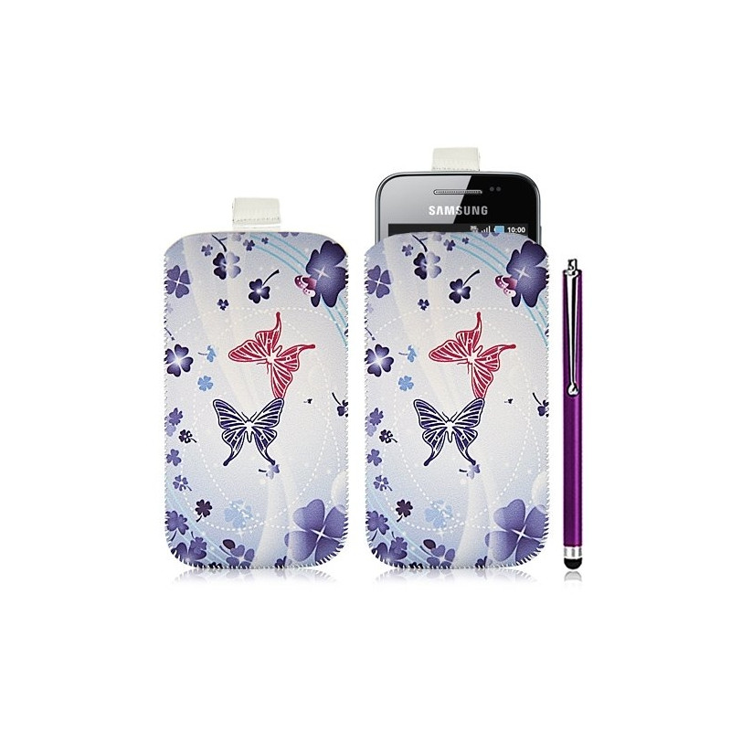 Housse coque étui pochette pour Samsung Galaxy Ace S5830 avec motif HF06+ stylet luxe