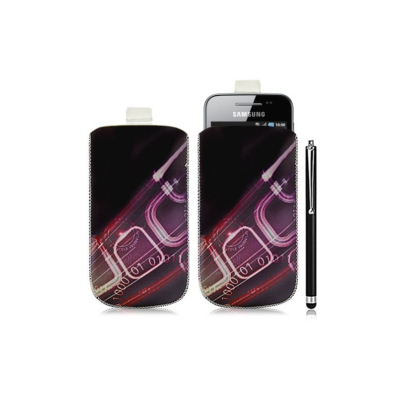 Housse coque étui pochette pour Samsung Galaxy Ace S5830 avec motif HF07+ stylet luxe