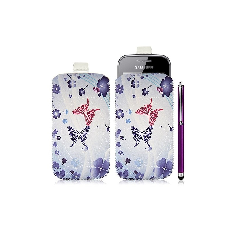 Housse coque étui pochette pour Samsung Galaxy Gio S5660 avec motif HF06+ stylet luxe