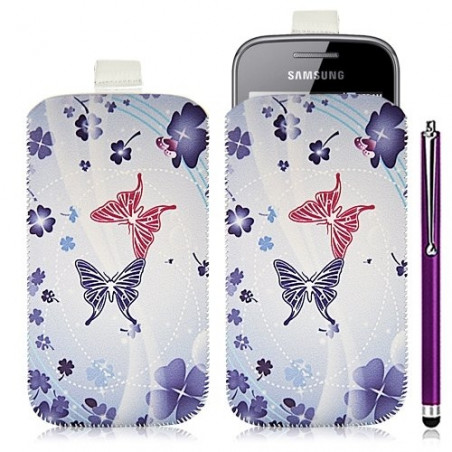 Housse coque étui pochette pour Samsung Galaxy Gio S5660 avec motif HF06+ stylet luxe