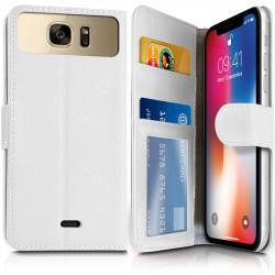 Coque Housse Etui avec Rabat Latéral Fonction Support pour Wiko Cink Slim couleur Blanc