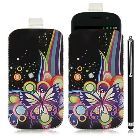 Housse coque étui pochette pour Samsung Google Nexus S i9020 avec motif HF05+ stylet luxe