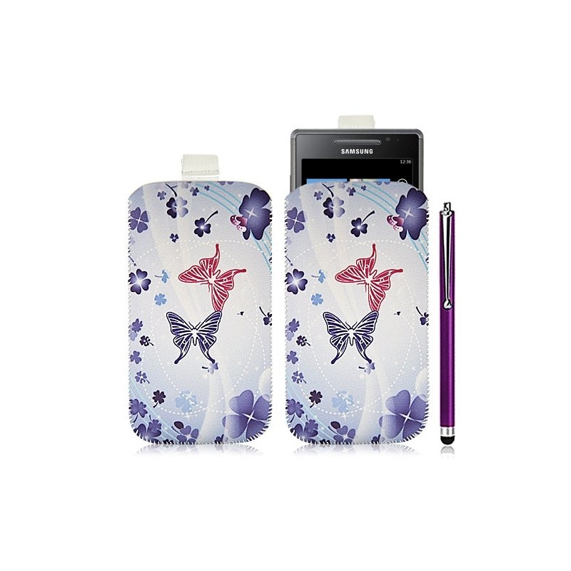 Housse coque étui pochette pour Samsung Omnia 7 i8700 avec motif HF06+ stylet luxe