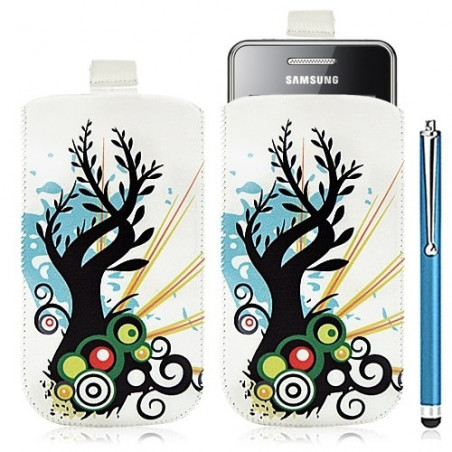 Housse coque étui pochette pour Samsung Star 2 S5260 avec motif HF03+stylet luxe