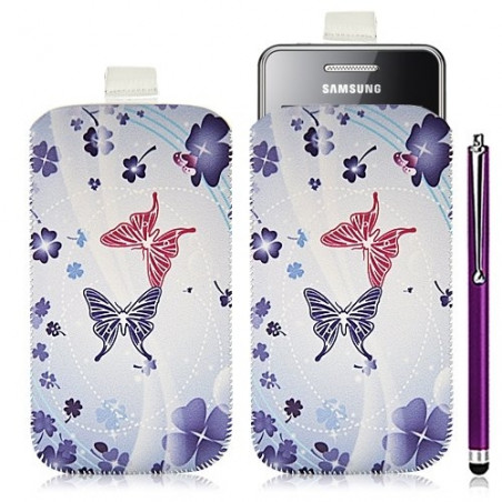 Housse coque étui pochette pour Samsung Star 2 S5260 avec motif HF06+stylet luxe