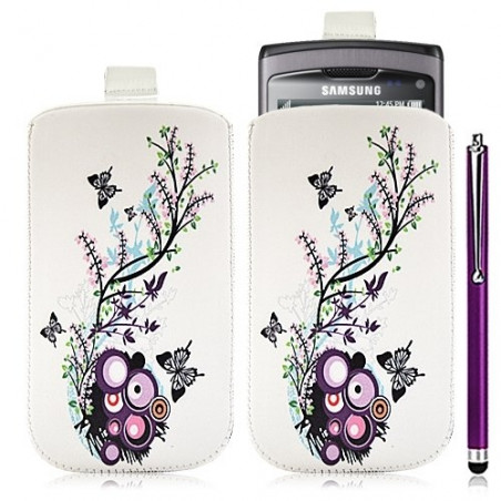 Housse coque étui pochette pour Samsung Wave S8500 avec motif HF01 + stylet luxe