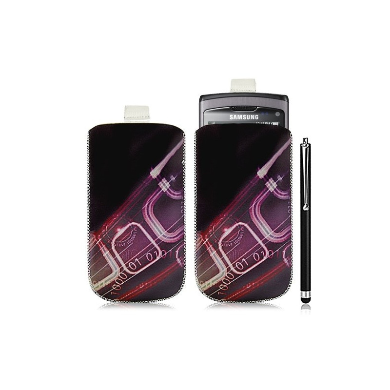 Housse coque étui pochette pour Samsung Wave S8500 avec motif HF07+ stylet luxe