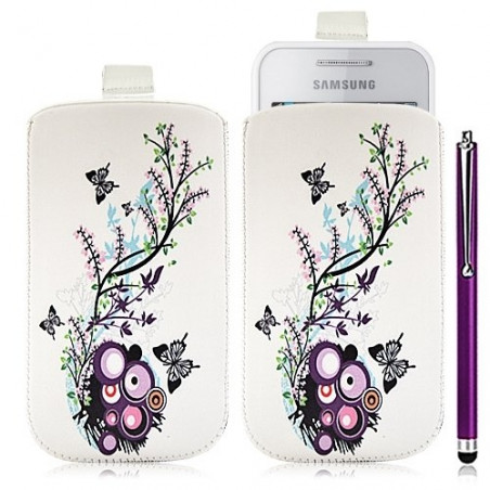 Housse coque étui pochette pour Samsung Wave 575 S5750 avec motif HF01 + stylet luxe