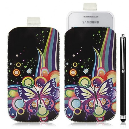 Housse coque étui pochette pour Samsung Wave 575 S5750 avec motif HF05+ stylet luxe