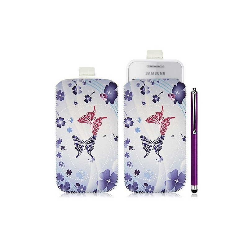 Housse coque étui pochette pour Samsung Wave 575 S5750 avec motif HF06+ stylet luxe