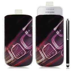 Housse coque étui pochette pour Samsung Wave 575 S5750 avec motif HF07 + stylet luxe