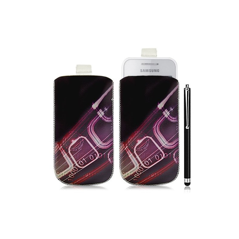 Housse coque étui pochette pour Samsung Wave 575 S5750 avec motif HF07 + stylet luxe