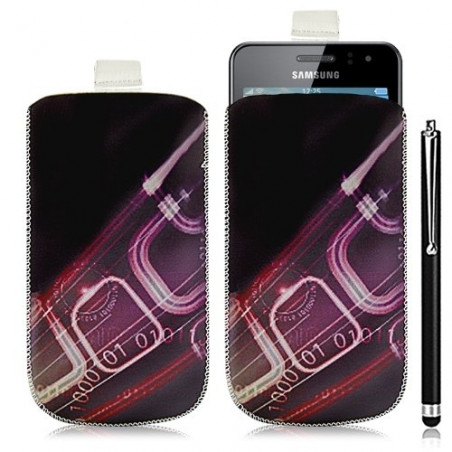 Housse coque étui pochette pour Samsung Wave M S7250 avec motif HF07+ stylet luxe