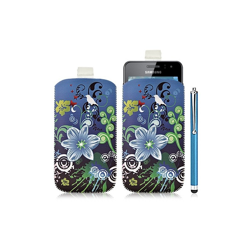 Housse coque étui pochette pour Samsung Wave M S7250 avec motif HF09+ stylet luxe