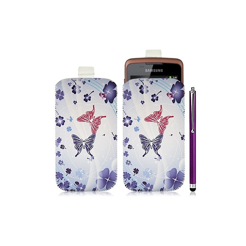 Housse coque étui pochette pour Samsung Galaxy Xcover S5690 avec motif HF06+ stylet luxe