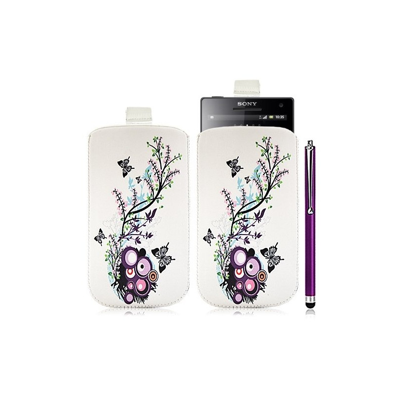 Housse coque étui pochette pour Sony Xperia S avec motif HF01 + stylet luxe