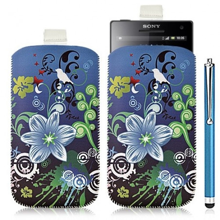 Housse coque étui pochette pour Sony Xperia S avec motif HF09+ stylet luxe