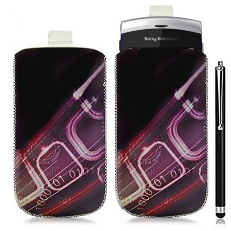 Housse coque étui pochette pour Sony Ericsson Vivaz U5 avec motif HF07+ stylet luxe