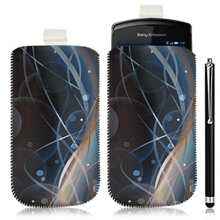 Housse coque étui pochette pour Sony Ericsson Xperia Play avec motif HF10+ stylet luxe