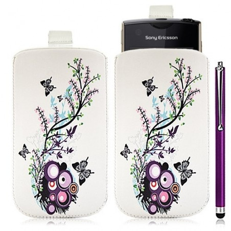 Housse coque étui pochette pour Sony Ericsson Xperia Ray avec motif HF01 + stylet luxe