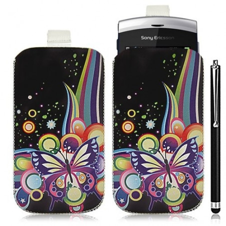 Housse coque étui pochette pour Sony Ericsson Vivaz U5 avec motif HF05+ stylet luxe