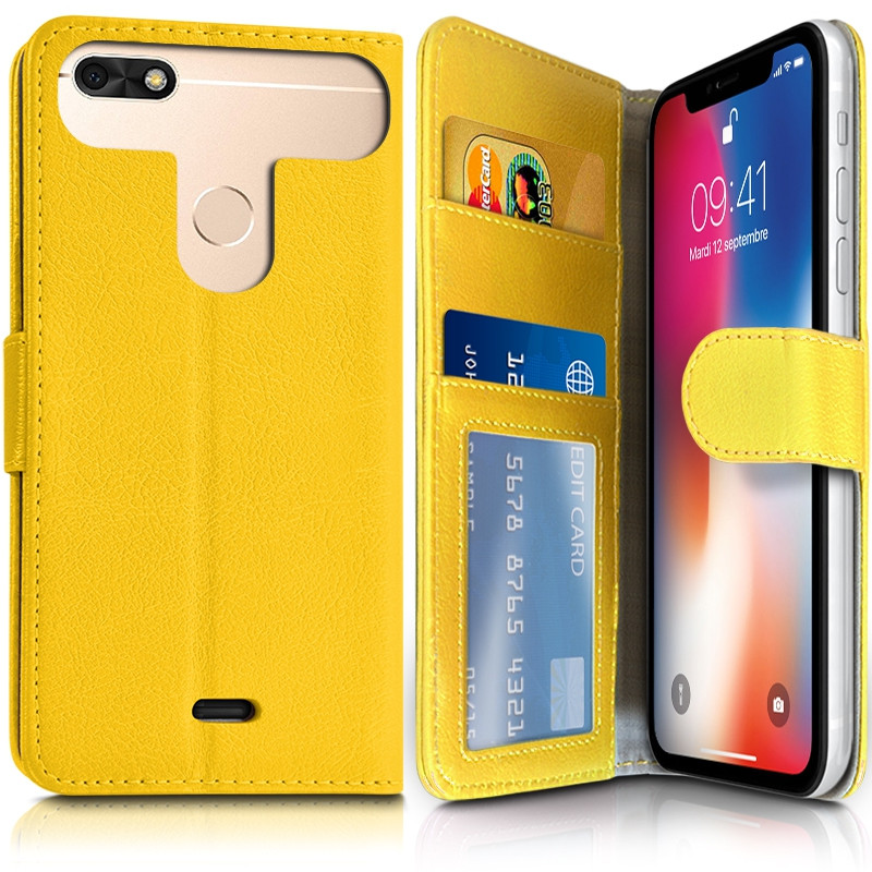 Coque Housse Etui avec Rabat Latéral Fonction Support pour Wiko Cink Slim couleur Blanc