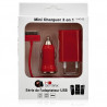 Mini Chargeur 3en1 Auto Et Secteur Usb Avec Câble Data Rouge pour Apple : iPhone 3G/3Gs / iPhone 4/4S / Ipod Touch 1G/2G/3G / I