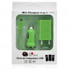 Mini Chargeur 3en1 Auto Et Secteur Usb Avec Câble Data Vert pour Sony : Xperia S