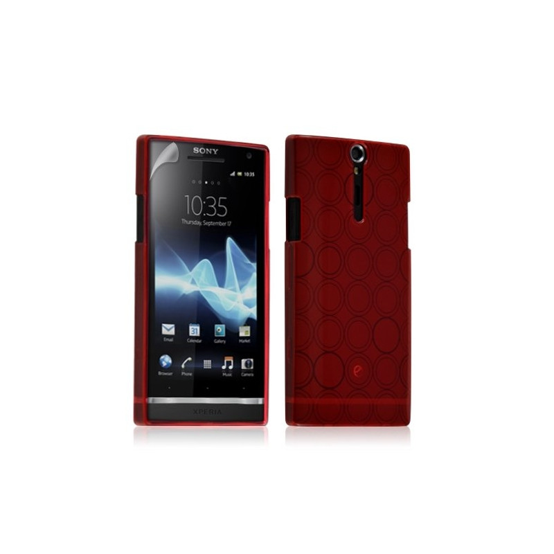 Housse coque étui gel transparent pour Sony Xperia S motif cercle couleur rouge