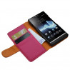 Housse coque étui portefeuille pour Sony Xperia S couleur rose