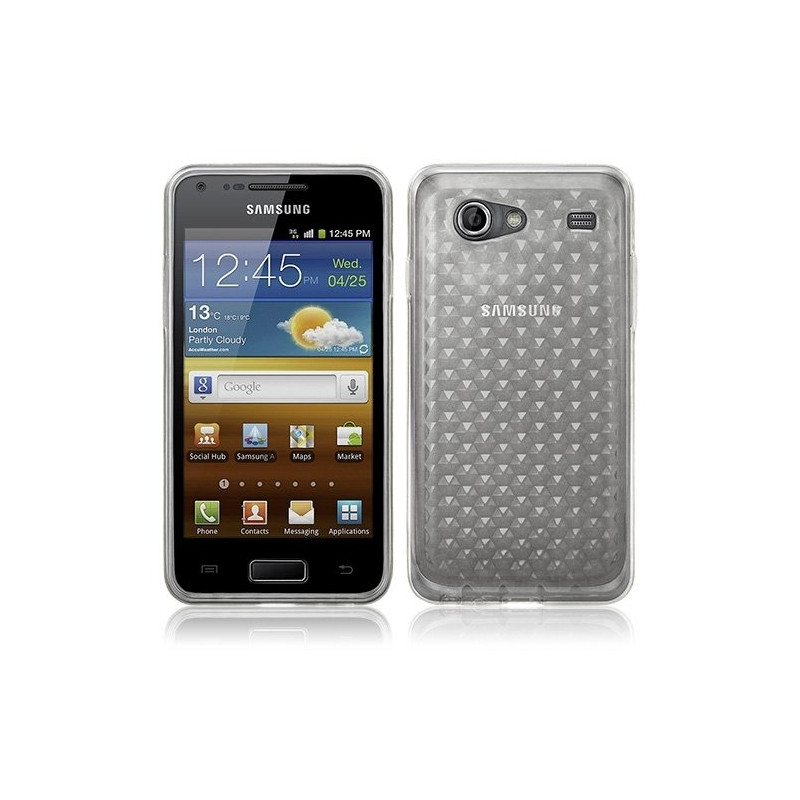 Housse coque étui gel transparent pour Samsung Galaxy S Advance i9070 motif damier couleur blanc