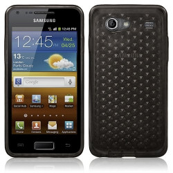 Housse coque étui gel transparent pour Samsung Galaxy S Advance i9070 motif damier couleur noir