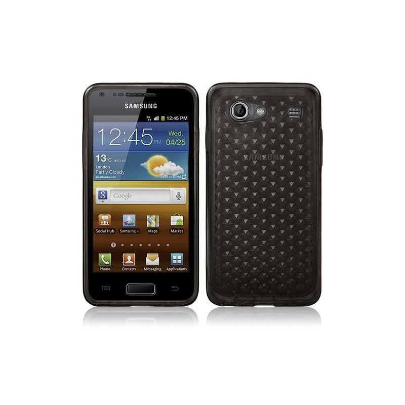 Housse coque étui gel transparent pour Samsung Galaxy S Advance i9070 motif damier couleur noir