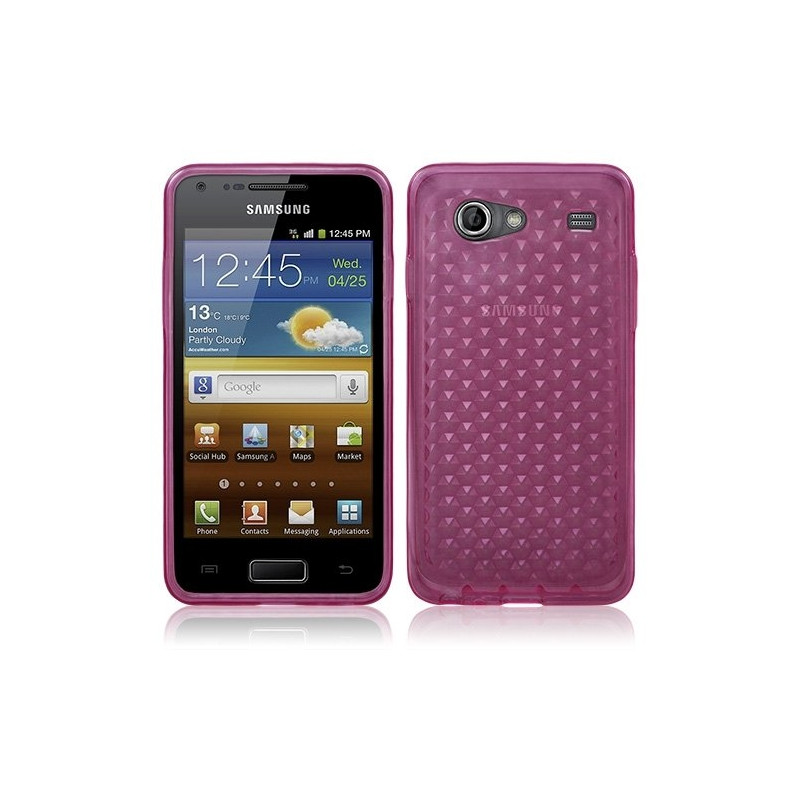 Housse coque étui gel transparent pour Samsung Galaxy S Advance i9070 motif damier couleur rose fuschia