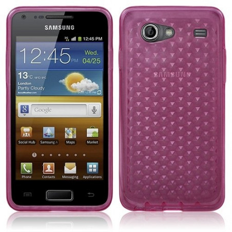 Housse coque étui gel transparent pour Samsung Galaxy S Advance i9070 motif damier couleur rose fuschia