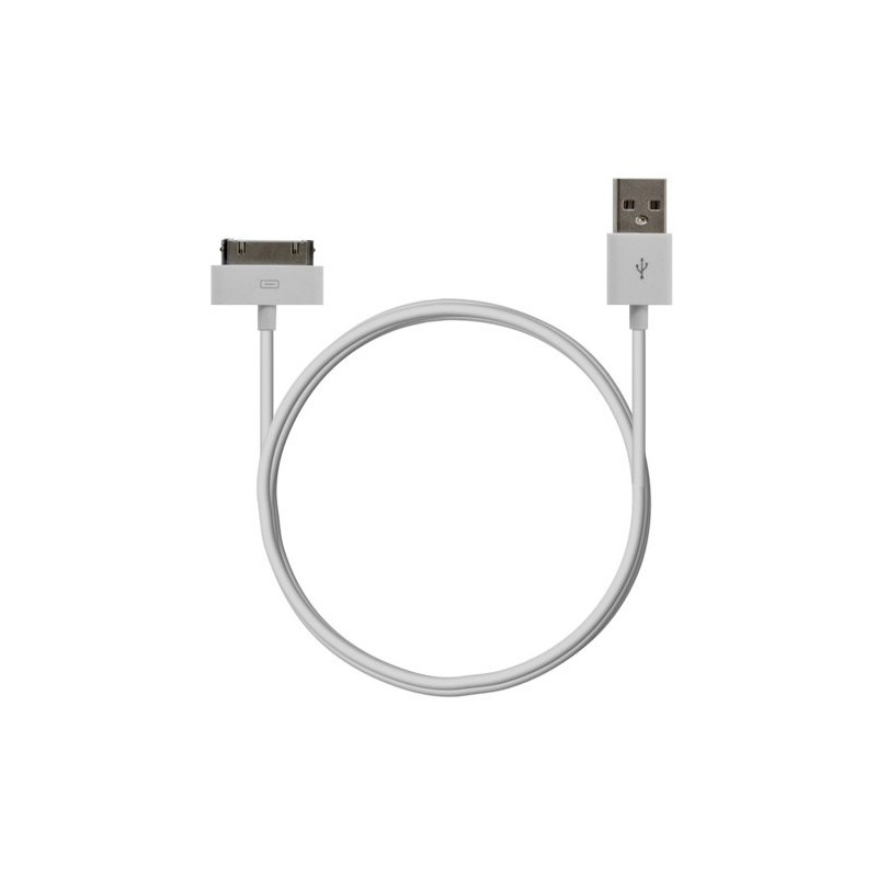 Câble data usb charge 2en1 couleur Blanc pour Apple : iPhone 3G/3Gs / iPhone 4/4S / Ipod Touch 1G/2G/3G / Ipod Touch 4G