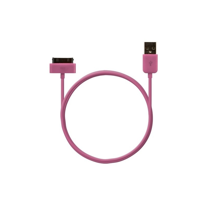 Câble data usb charge 2en1 couleur Rose pour Apple : iPhone 3G/3Gs / iPhone 4/4S / Ipod Touch 1G/2G/3G / Ipod Touch 4G