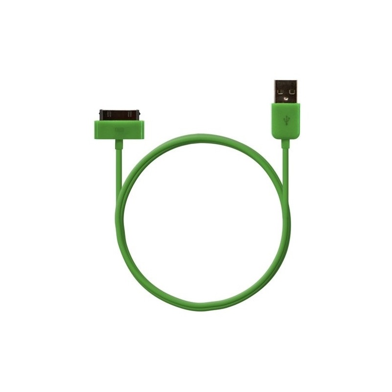 Câble data usb charge 2en1 couleur Vert pour Apple : iPhone 3G/3Gs / iPhone 4/4S / Ipod Touch 1G/2G/3G / Ipod Touch 4G