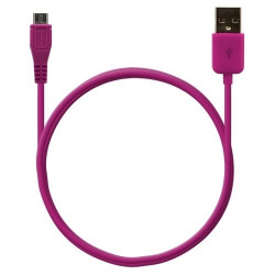 Câble data usb charge 2en1 couleur Rose fuschia pour BlackBerry : Bold 9700 / Bold 9780 / Bold 9790 / Bold 9900 / Curve 3G 9300