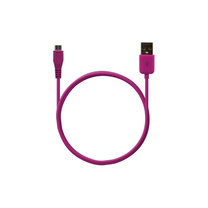 Câble data usb charge 2en1 couleur Rose fuschia pour BlackBerry : Bold 9700 / Bold 9780 / Bold 9790 / Bold 9900 / Curve 3G 9300