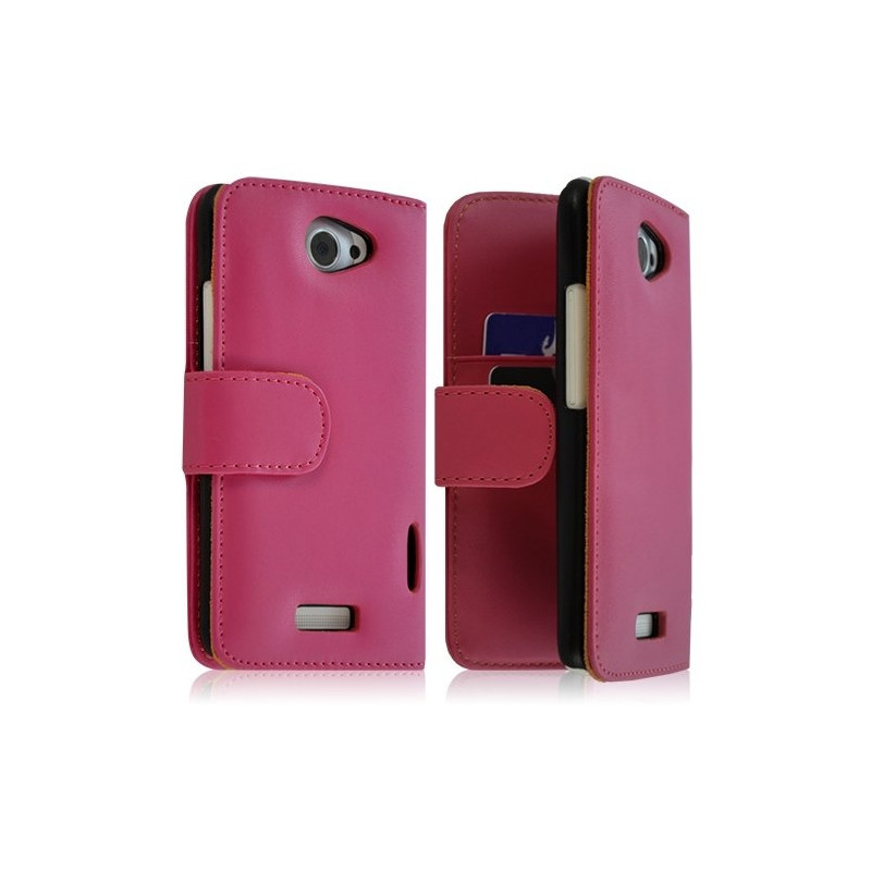 Housse coque étui portefeuille pour HTC One X couleur rose