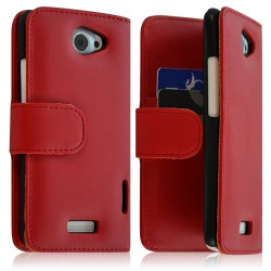 Housse coque étui portefeuille pour HTC One X couleur rouge