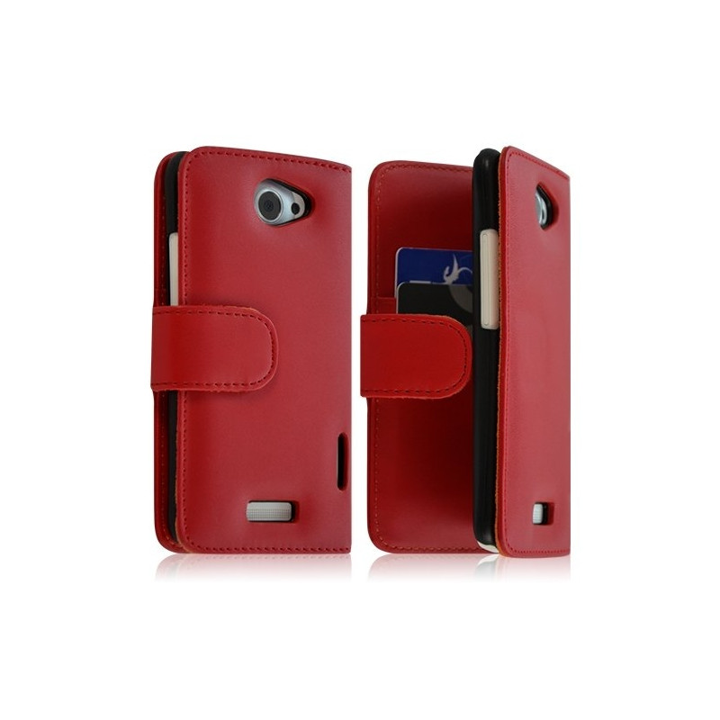 Housse coque étui portefeuille pour HTC One X couleur rouge